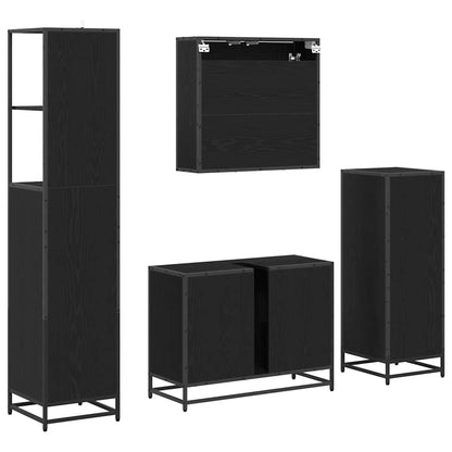 Bathroom Furniture Set 4 pcs Black Oak Engineered Wood