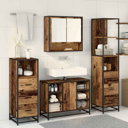 Bathroom Furniture Set with Door 3 pcs Old Wood Engineered Wood