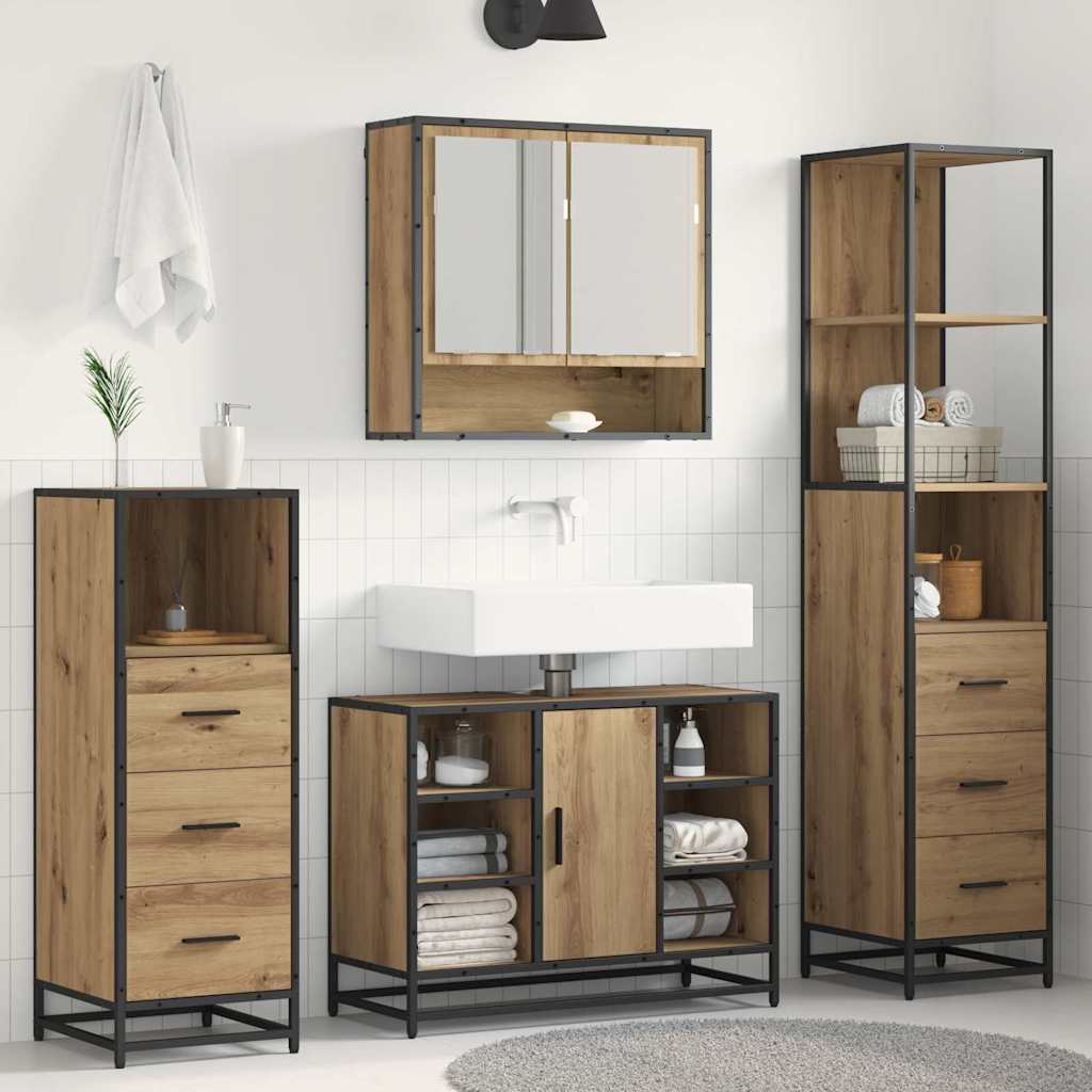Bathroom Furniture Set 3 pcs Artisan Oak Engineered Wood