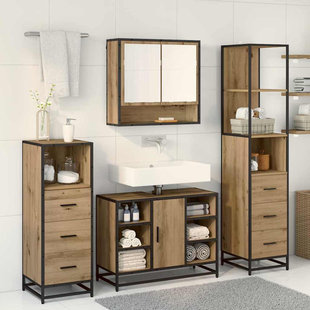 Bathroom Furniture Set 3 pcs Artisan Oak Engineered Wood