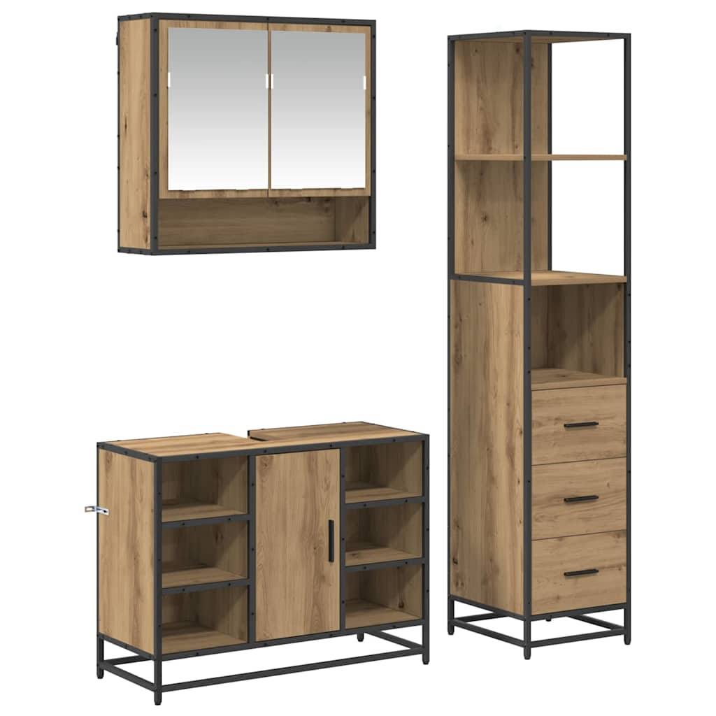 Bathroom Furniture Set 3 pcs Artisan Oak Engineered Wood