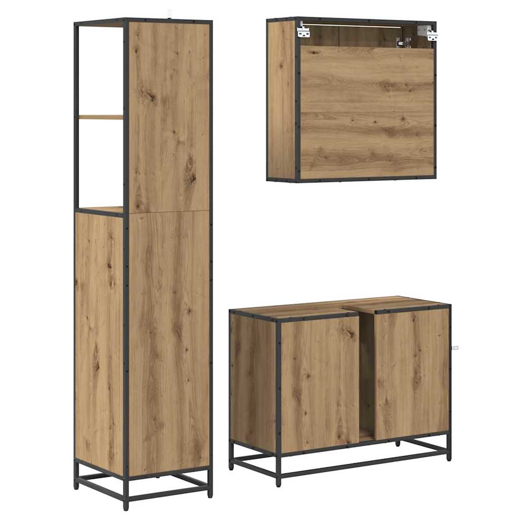 Bathroom Furniture Set 3 pcs Artisan Oak Engineered Wood