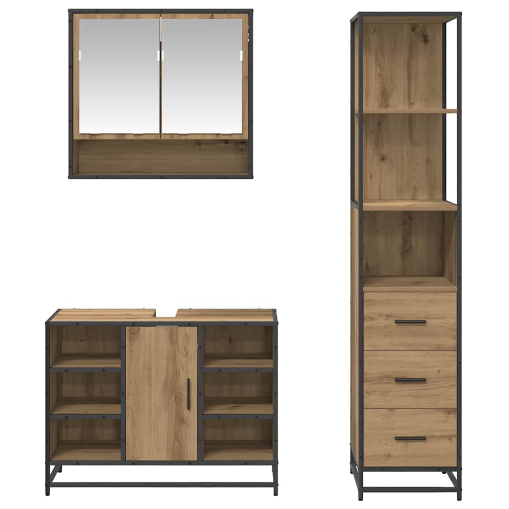 Bathroom Furniture Set 3 pcs Artisan Oak Engineered Wood