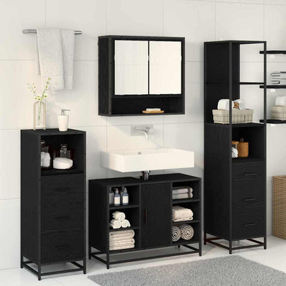 Bathroom Furniture Set 3 pcs Black Oak Engineered Wood