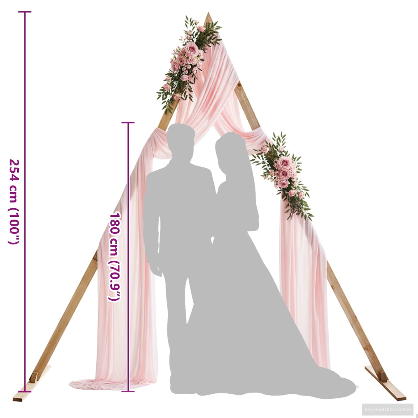 Wedding Arch Light Brown 202 x 95 x 254 cm Solid Pine Wood