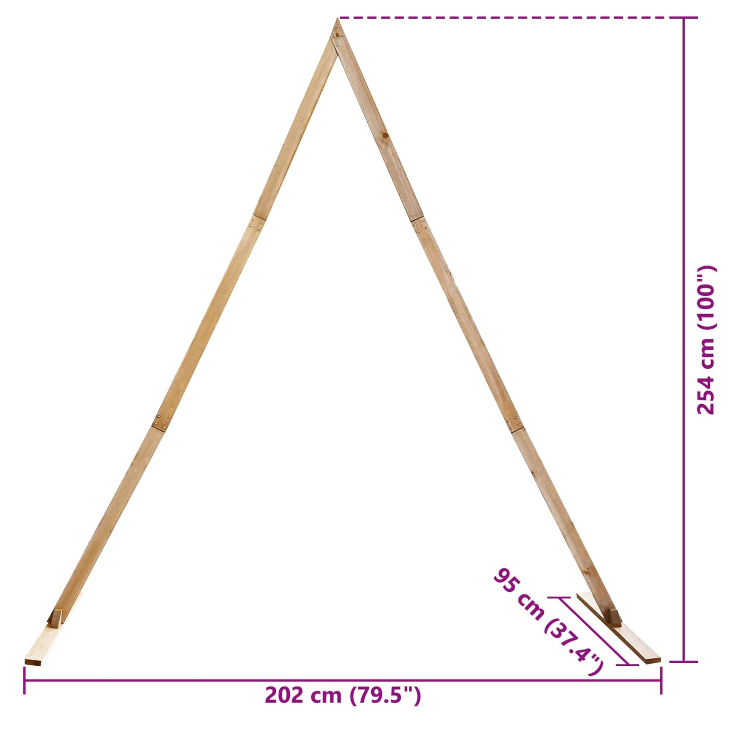 Wedding Arch Light Brown 202 x 95 x 254 cm Solid Pine Wood
