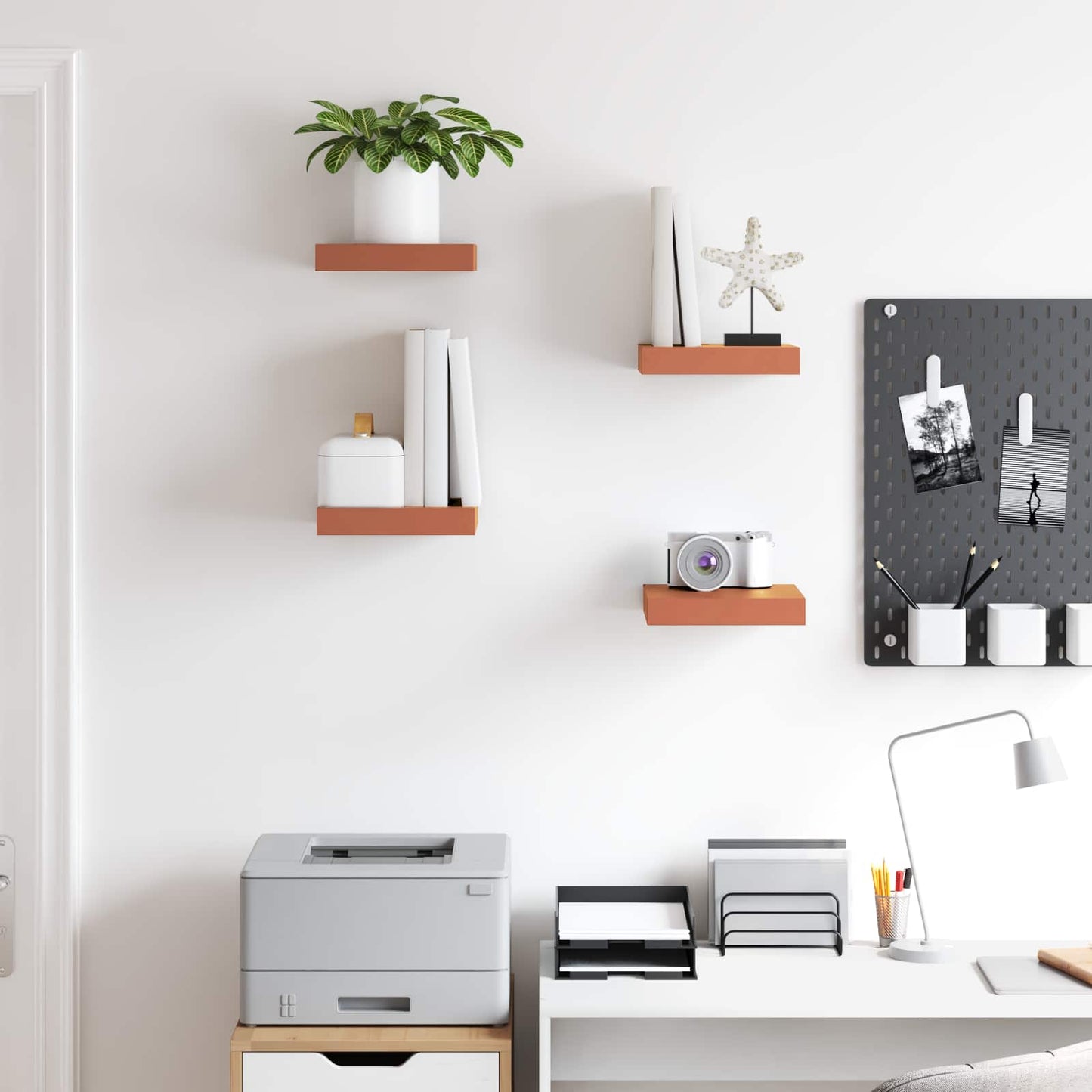 Wall Shelf 4 pcs Red 23 x 23.5 x 4 cm Engineered Wood