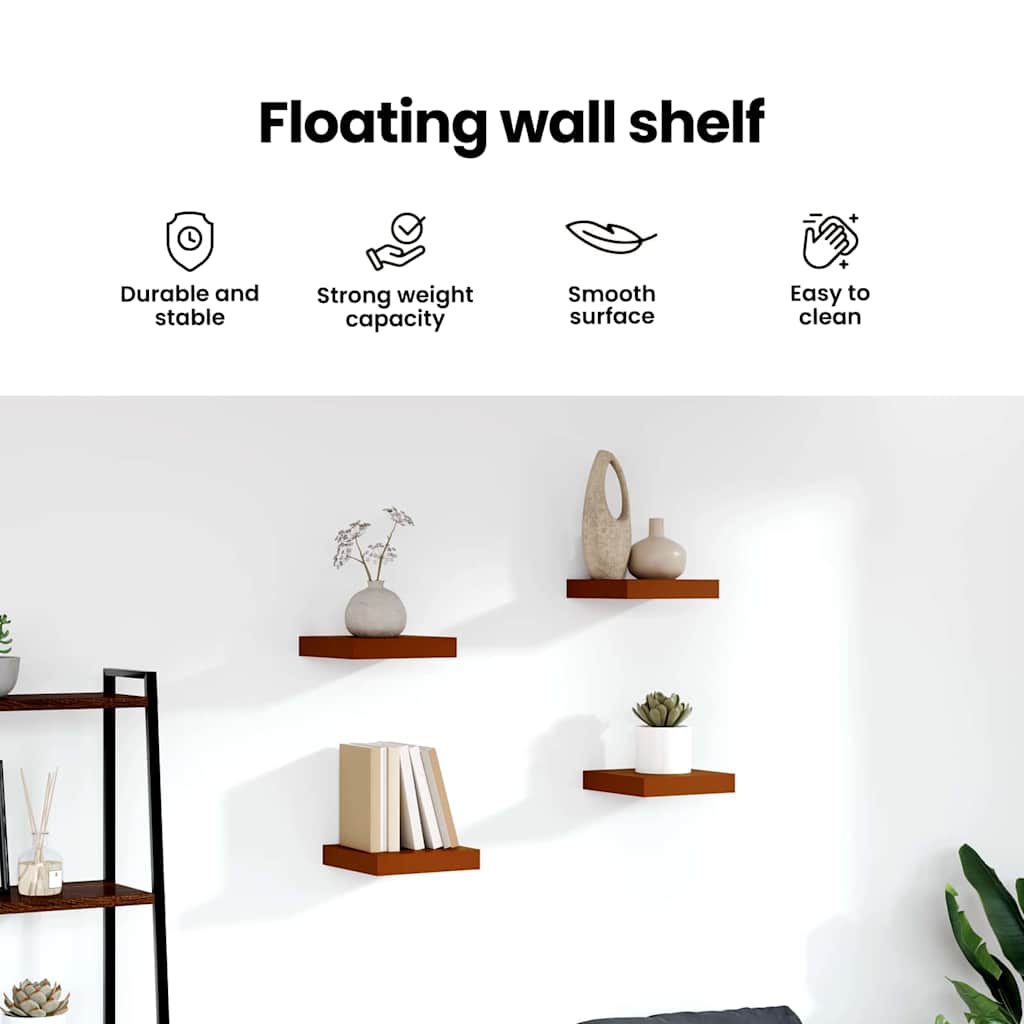 Wall Shelf 4 pcs Red 23 x 23.5 x 4 cm Engineered Wood