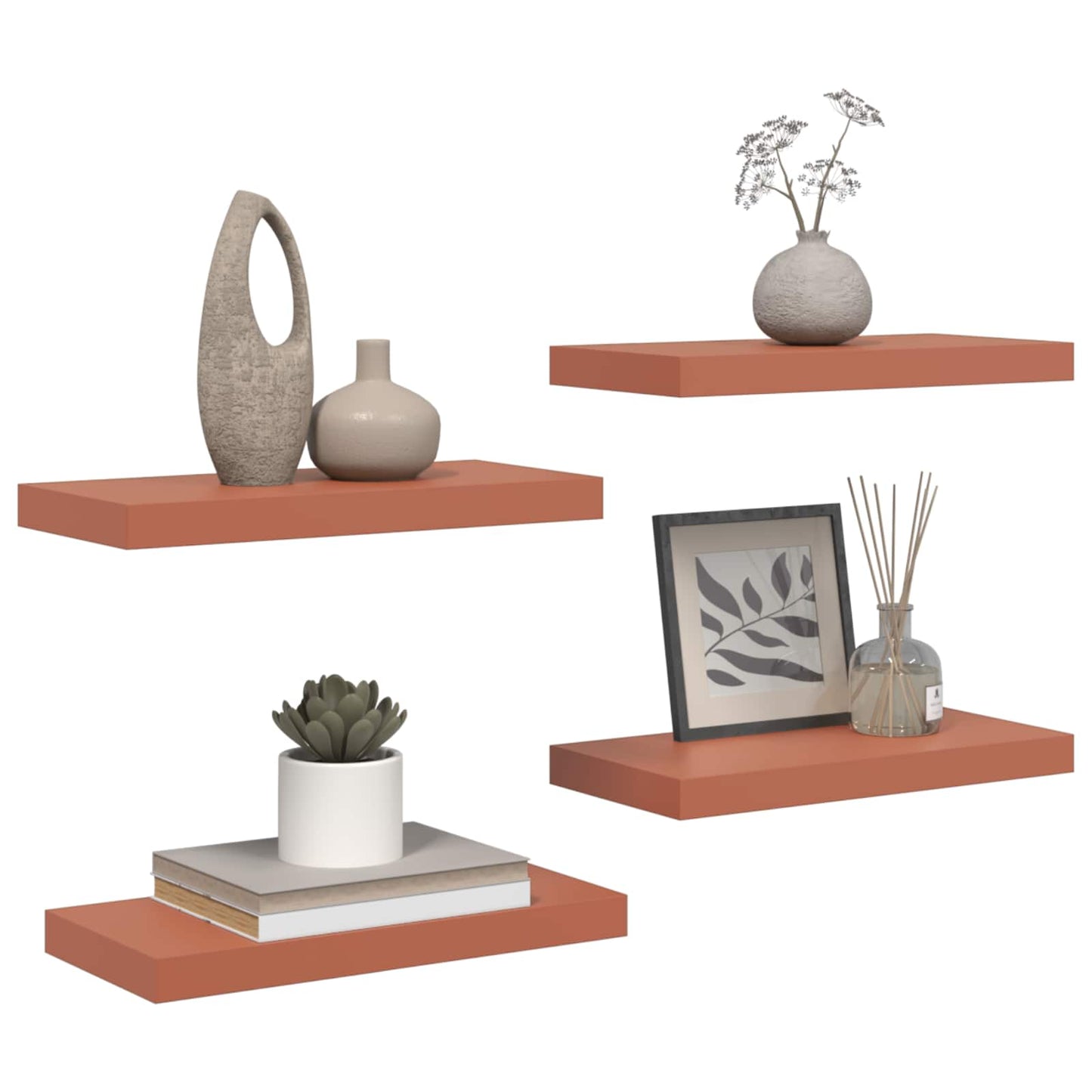 Wall Shelf 4 pcs Red 50 x 23 x 4 cm Engineered Wood