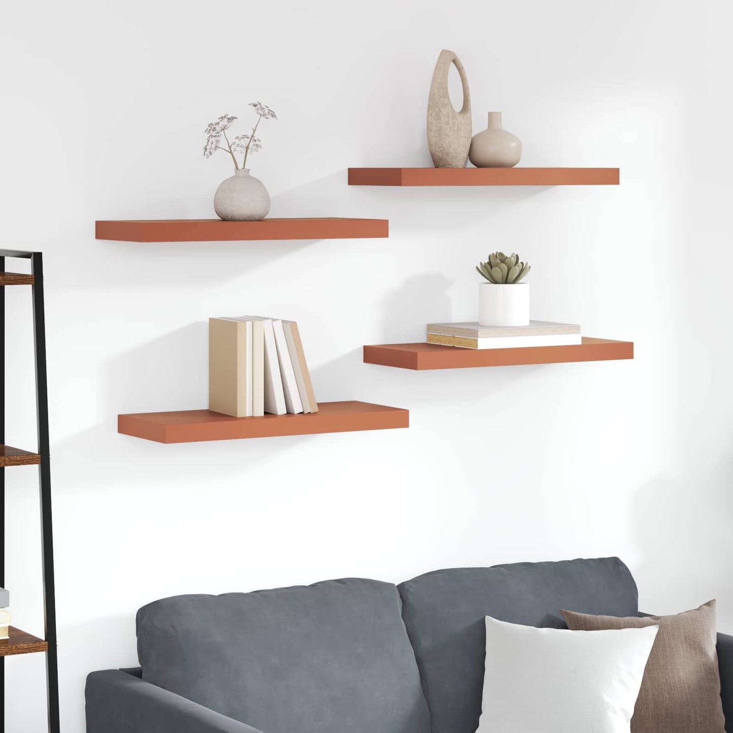 Wall Shelf 4 pcs Red 60 x 23 x 4 cm Engineered Wood