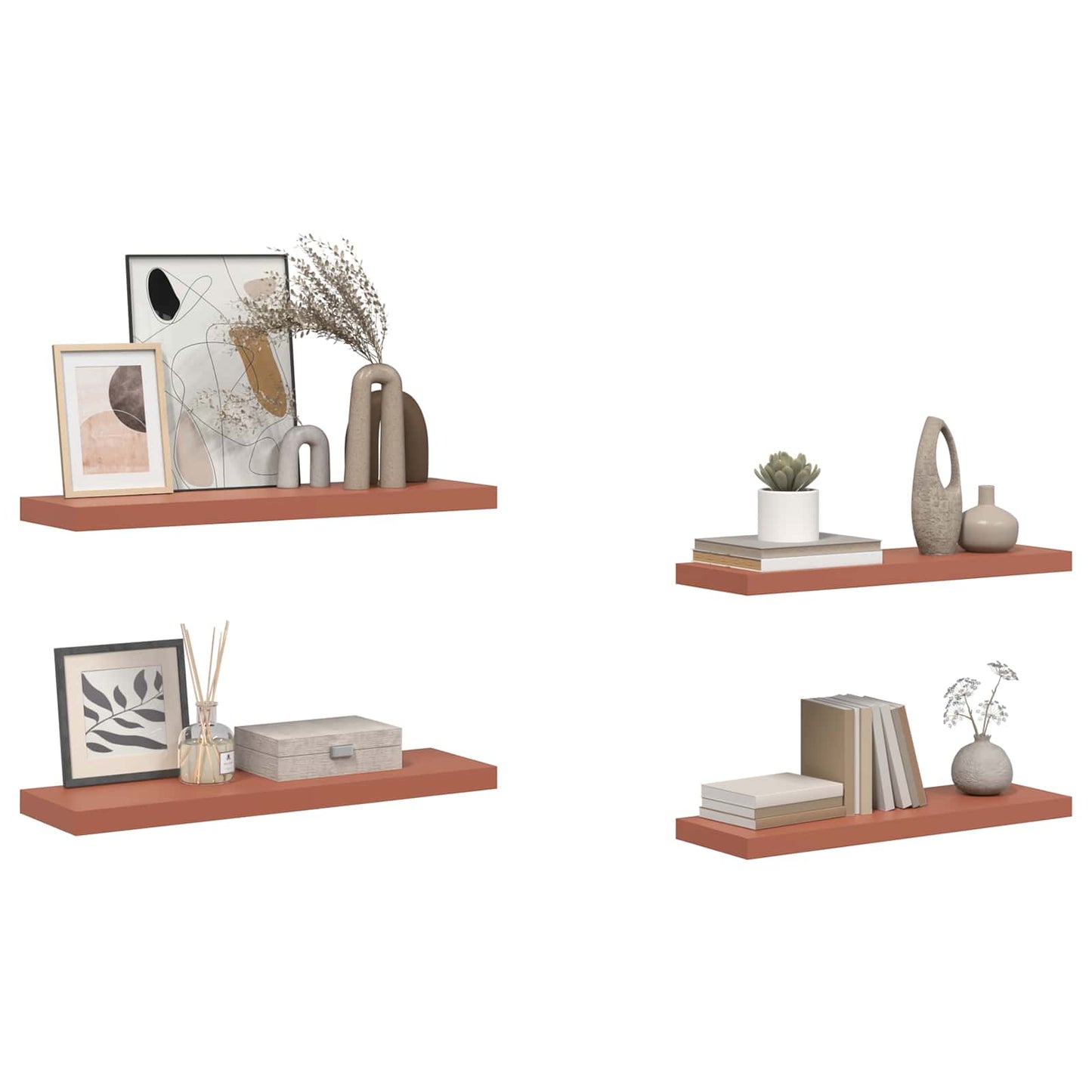 Wall Shelf 4 pcs Red 80 x 23.5 x 4 cm Engineered Wood