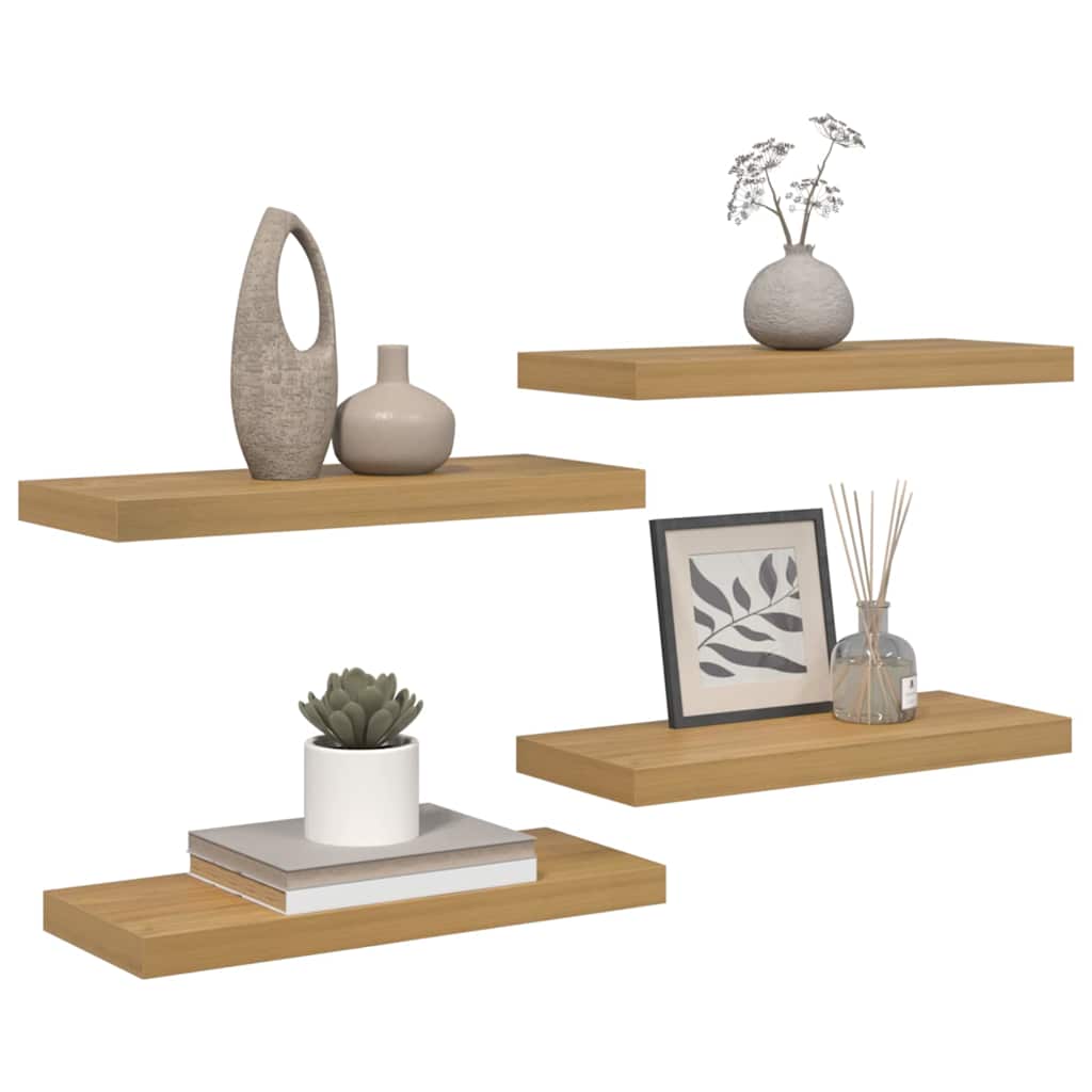 Wall Shelf 4 pcs Brown 60 x 23.5 x 3.8 cm Engineered Wood
