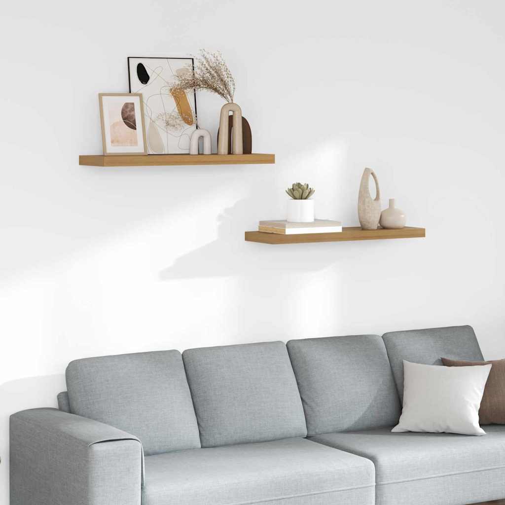 Wall Shelf 2 pcs Brown 90 x 23.5 x 4 cm Engineered Wood