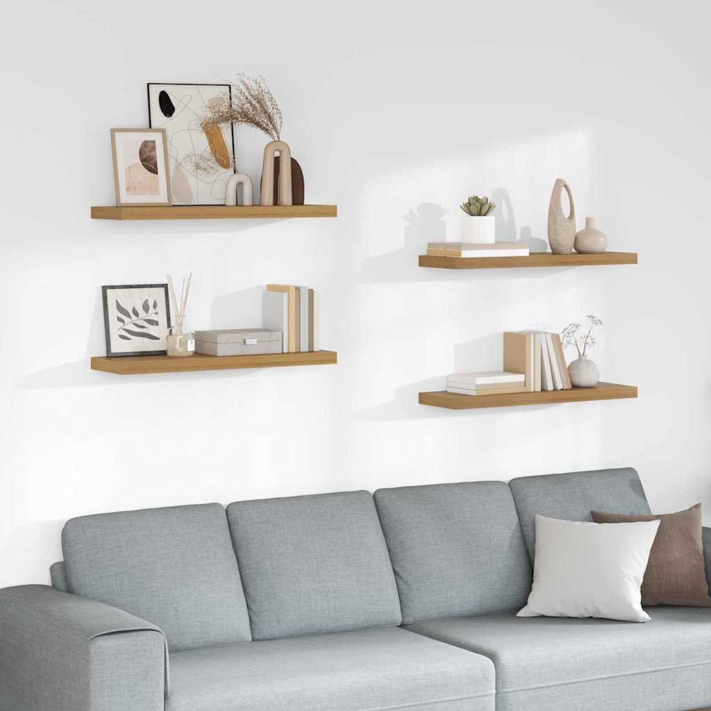Wall Shelf 4 pcs Brown 90 x 23.5 x 4 cm Engineered Wood