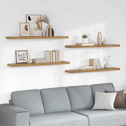 Wall Shelf 4 pcs Brown 120 x 23.5 x 4 cm Engineered Wood