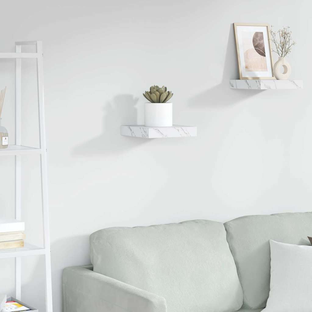 Wall Shelf White Marble 23 x 23.5 x 4 cm Engineered Wood