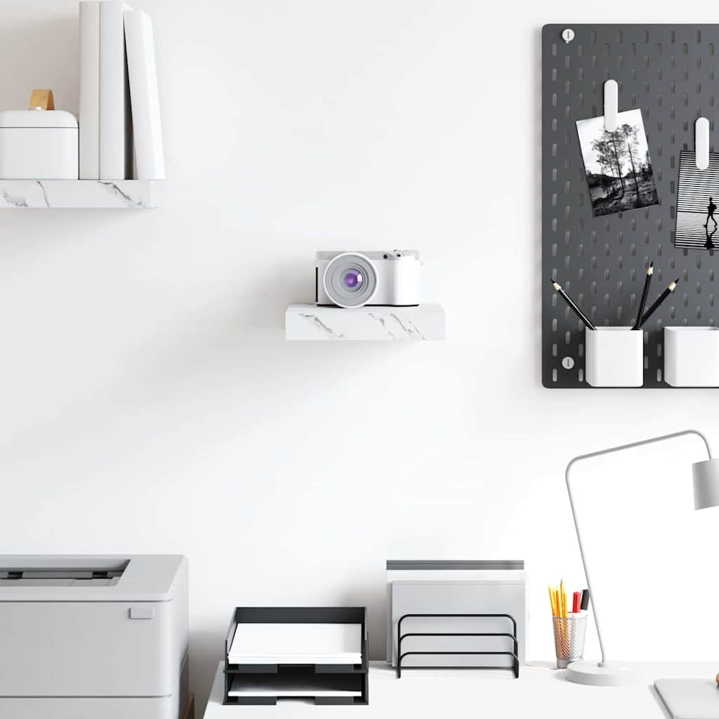 Wall Shelf White Marble 23 x 23.5 x 4 cm Engineered Wood