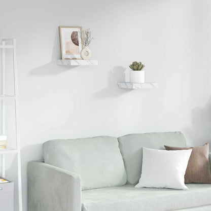 Wall Shelf 2 pcs White Marble 23 x 23.5 x 4 cm Engineered Wood