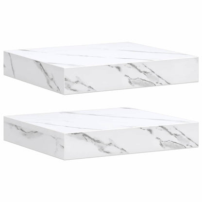 Wall Shelf 2 pcs White Marble 23 x 23.5 x 4 cm Engineered Wood
