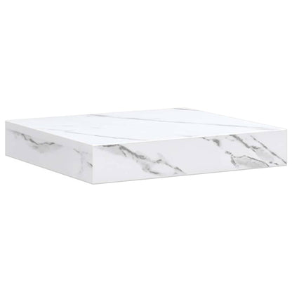 Wall Shelf 2 pcs White Marble 23 x 23.5 x 4 cm Engineered Wood