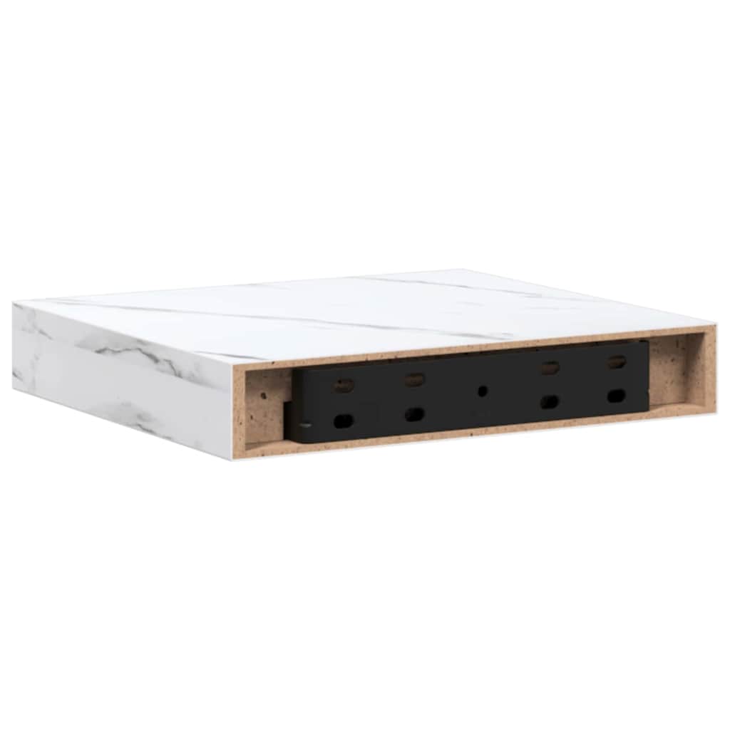 Wall Shelf 2 pcs White Marble 23 x 23.5 x 4 cm Engineered Wood