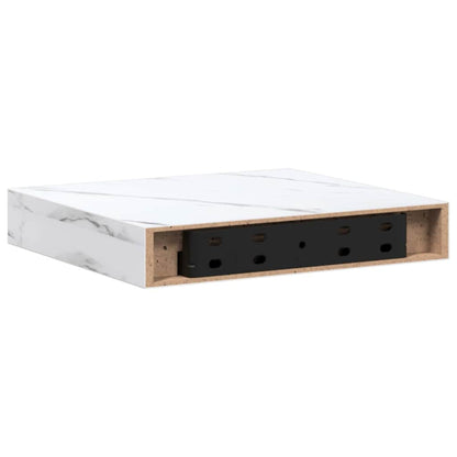 Wall Shelf 2 pcs White Marble 23 x 23.5 x 4 cm Engineered Wood