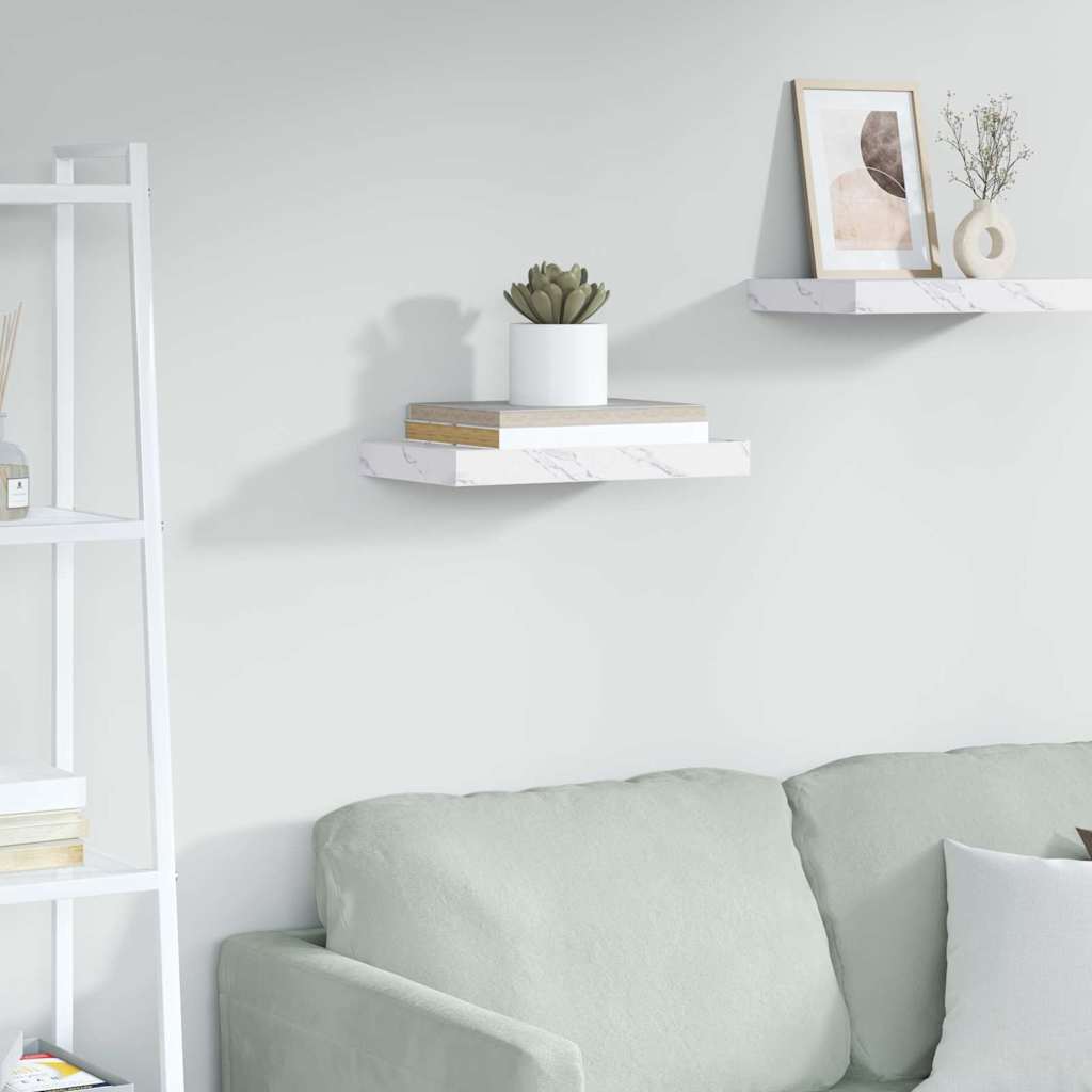 Wall Shelf White Marble 40 x 23.5 x 4 cm Engineered Wood