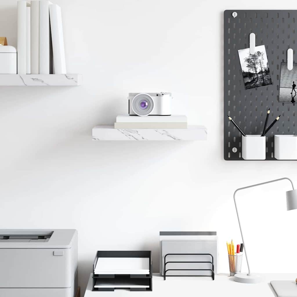 Wall Shelf White Marble 40 x 23.5 x 4 cm Engineered Wood