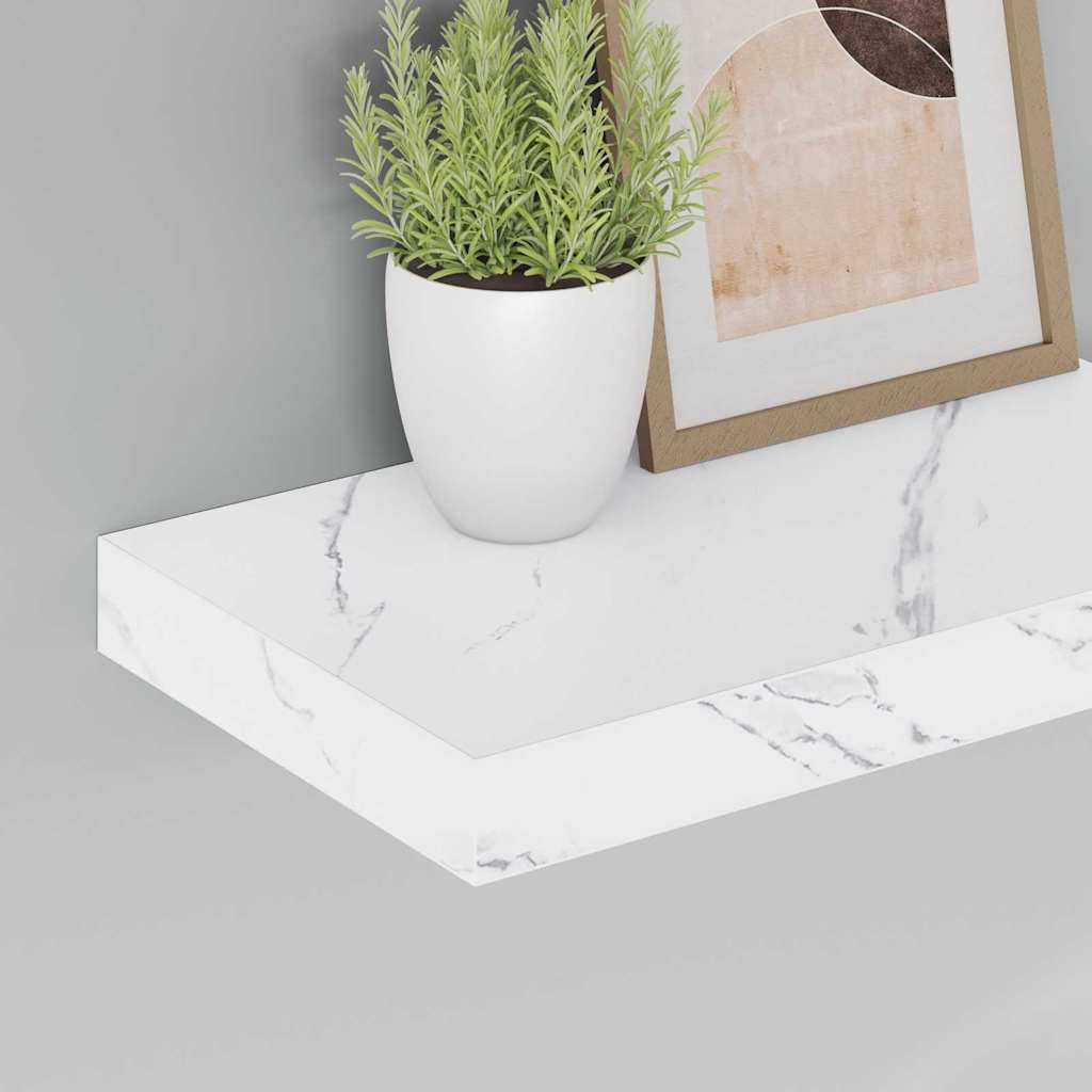 Wall Shelf 4 pcs White Marble 40 x 23.5 x 4 cm Engineered Wood