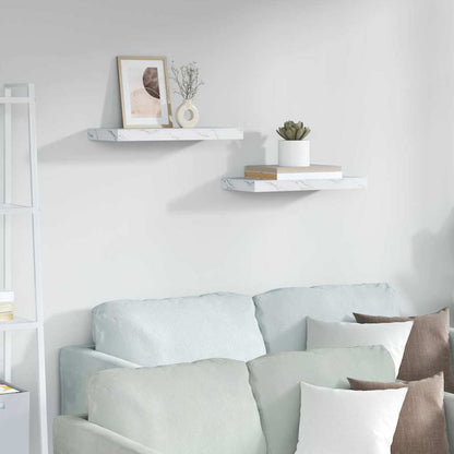 Wall Shelf 2 pcs White Marble 50 x 23.5 x 4 cm Engineered Wood