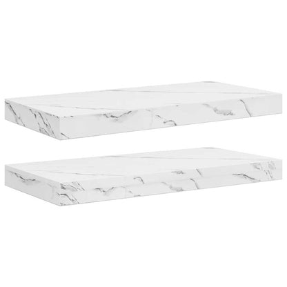 Wall Shelf 2 pcs White Marble 50 x 23.5 x 4 cm Engineered Wood