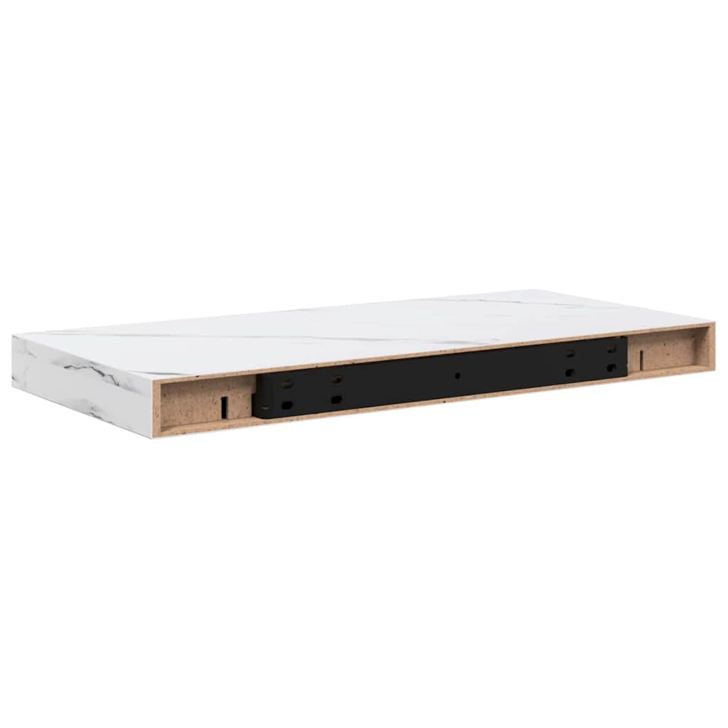 Wall Shelf 2 pcs White Marble 50 x 23.5 x 4 cm Engineered Wood