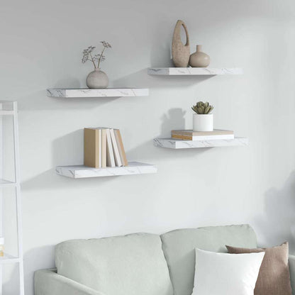 Wall Shelf 4 pcs White Marble 50 x 23.5 x 4 cm Engineered Wood