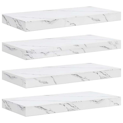 Wall Shelf 4 pcs White Marble 50 x 23.5 x 4 cm Engineered Wood