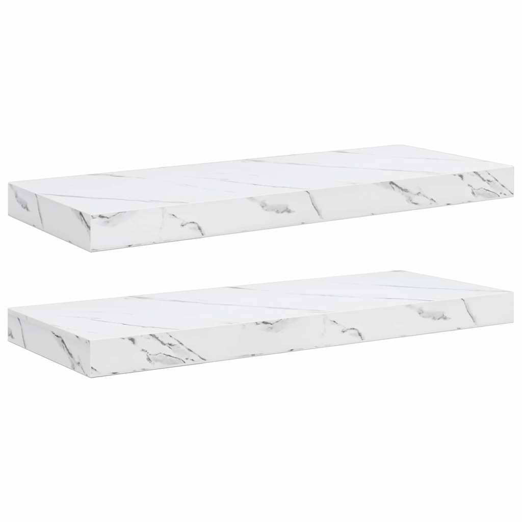 Wall Shelf 2 pcs White Marble 60 x 23.5 x 4 cm Engineered Wood