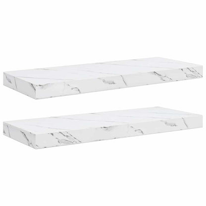 Wall Shelf 2 pcs White Marble 60 x 23.5 x 4 cm Engineered Wood