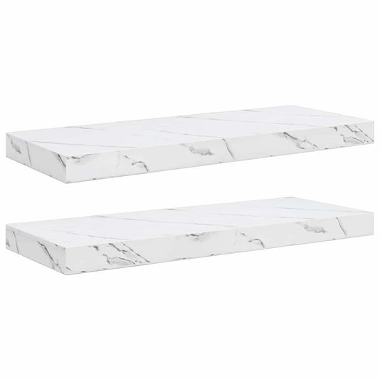 Wall Shelf 2 pcs White Marble 60 x 23.5 x 4 cm Engineered Wood