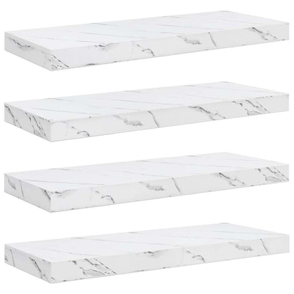 Wall Shelf 4 pcs White Marble 60 x 23 x 4 cm Engineered Wood