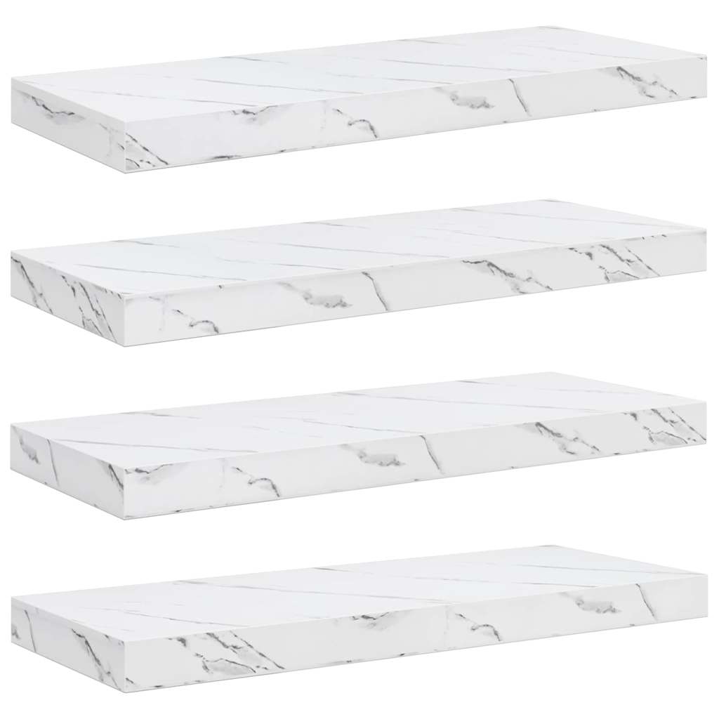 Wall Shelf 4 pcs White Marble 60 x 23 x 4 cm Engineered Wood