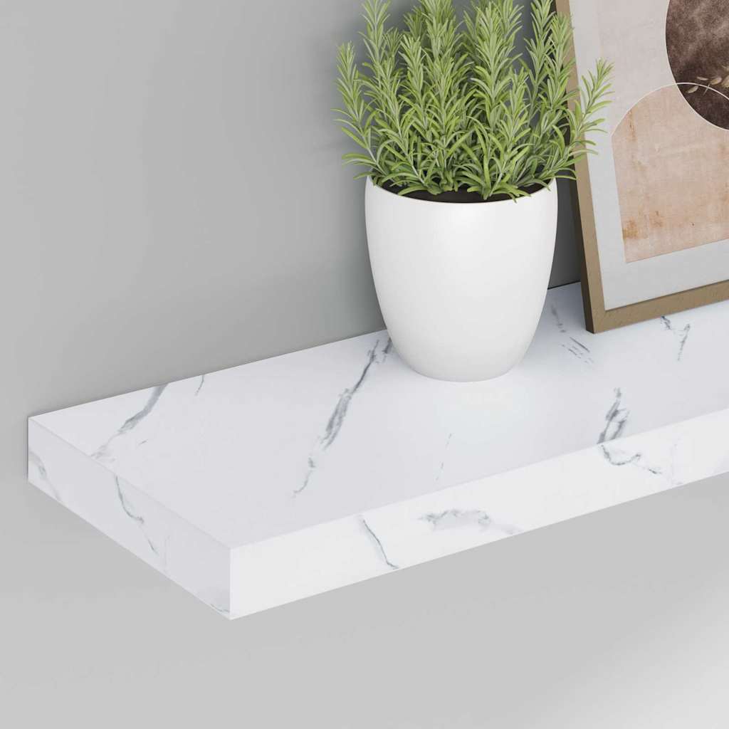 Wall Shelf 2 pcs White Marble 80 x 23.5 x 4 cm Engineered Wood