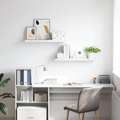 Wall Shelf 2 pcs White Marble 80 x 23.5 x 4 cm Engineered Wood