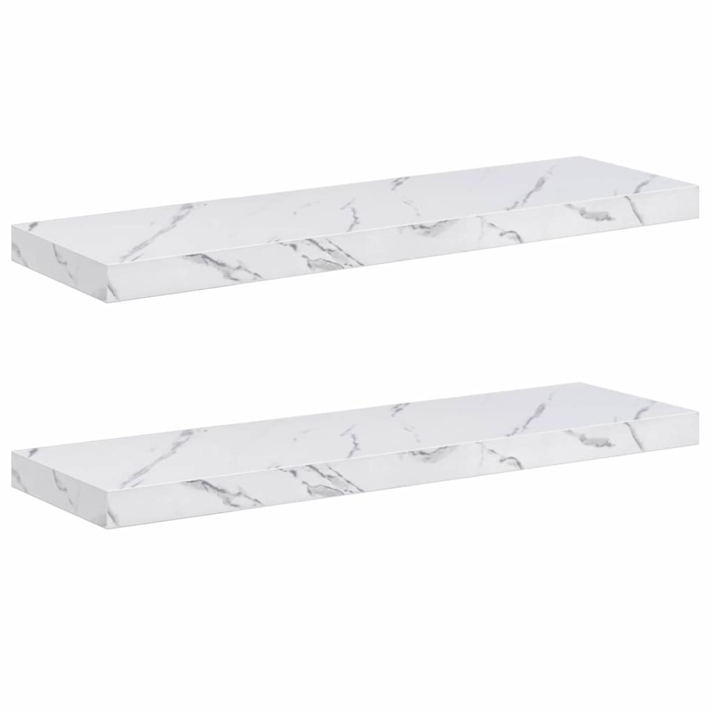 Wall Shelf 2 pcs White Marble 80 x 23.5 x 4 cm Engineered Wood