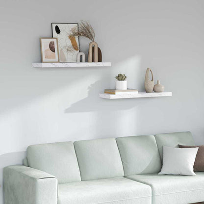 Wall Shelf 2 pcs White Marble 90 x 23.5 x 4 cm Engineered Wood