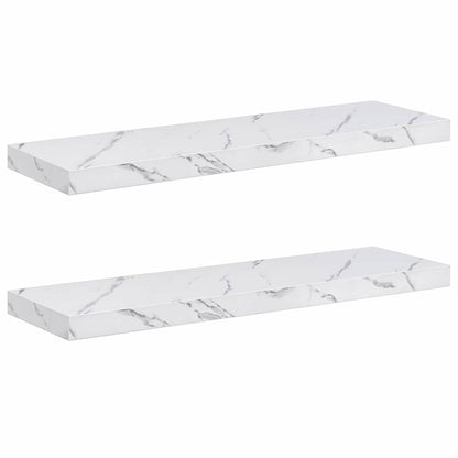 Wall Shelf 2 pcs White Marble 90 x 23.5 x 4 cm Engineered Wood