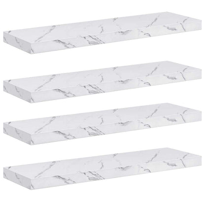 Wall Shelf 4 pcs White Marble 90 x 23.5 x 4 cm Engineered Wood