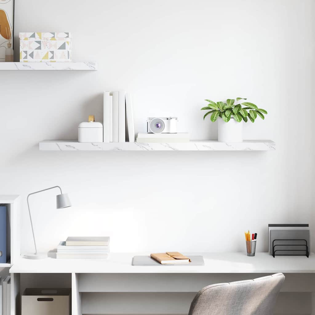 Wall Shelf Wall-Mounted White Marble 120 x 23.5 x 3.8 cm