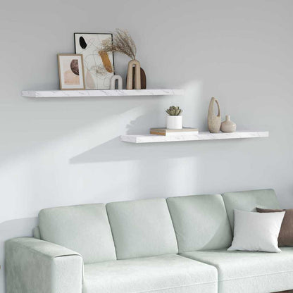Wall Shelf 2 pcs White Marble 120 x 23.5 x 4 cm Engineered Wood