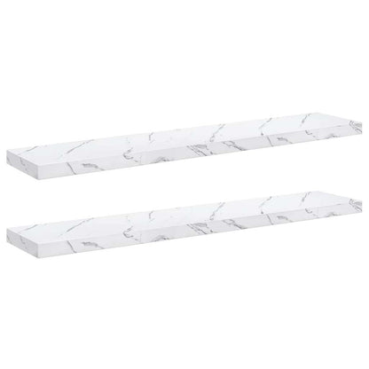 Wall Shelf 2 pcs White Marble 120 x 23.5 x 4 cm Engineered Wood