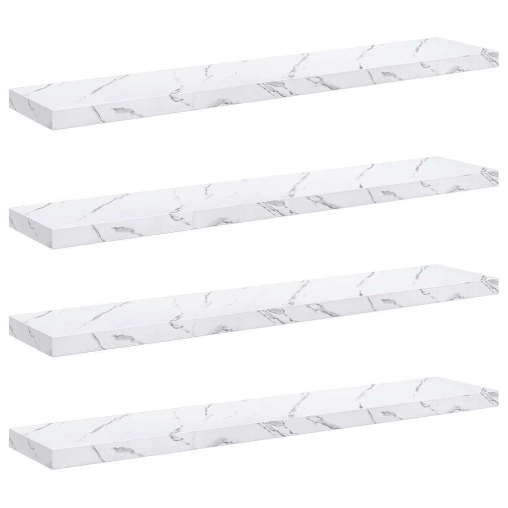 Wall Shelf 4 pcs White Marble 120 x 23.5 x 4 cm Engineered Wood