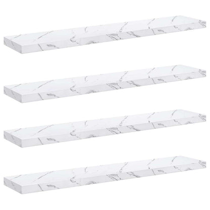 Wall Shelf 4 pcs White Marble 120 x 23.5 x 4 cm Engineered Wood